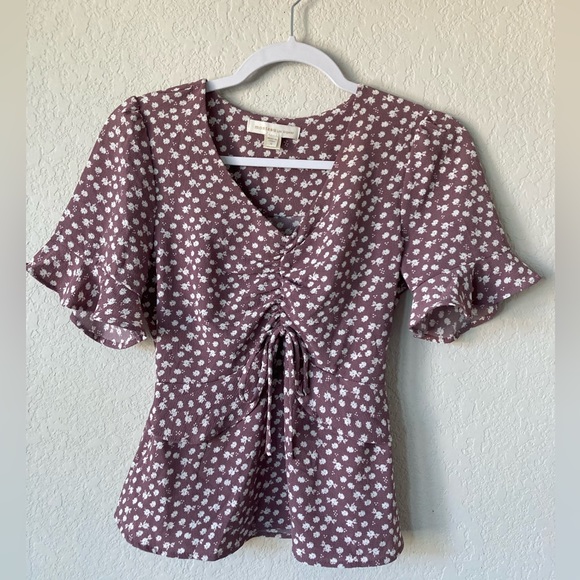 Monteau Tops - Purple blouse flutter sleeve